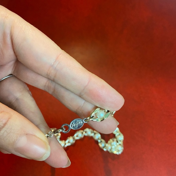 Vintage Napier 17.5" Faux Pearl Necklace Silver Tone Chain 90’s Y2K Necklace 90s - Picture 5 of 5